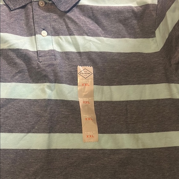 St. John's Bay Blue and Gray Polo Shirt with Classic Stripes - Picture 2 of 6